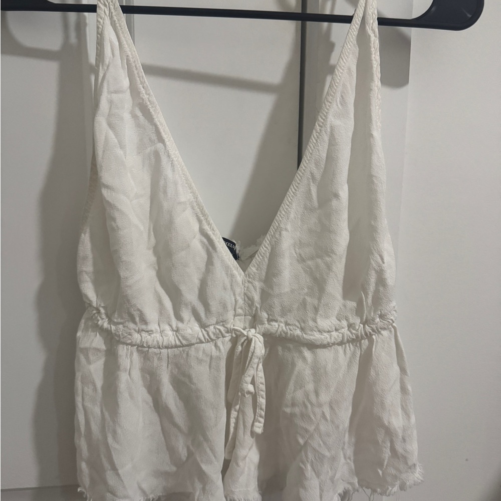 Brandy Melville Cream Frayed Edge Top